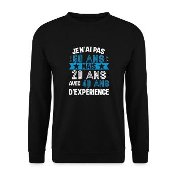 Cadeau anniversaire 60 ans rigolo homme - Sweat-shirt Unisexe - noir - Devant - Alina (178cm) & Michal (187cm)