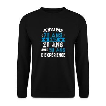 Cadeau anniversaire 70 ans rigolo homme - Sweat-shirt Unisexe - noir - Devant - Alina (178cm) & Michal (187cm)