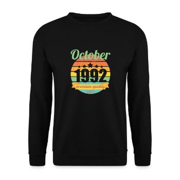 Born October 1992 30 years 30s 30th birthday - Unisex Sweatshirt - black - Front - Alina (178cm) & Michal (187cm)