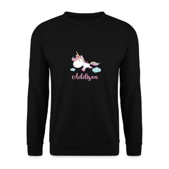 ADDISON Pink Unicorn Novelty - Unisex Sweatshirt - black - Front - Alina (178cm) & Michal (187cm)