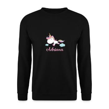 ADRIANA Pink Unicorn Novelty - Unisex Sweatshirt - black - Front - Alina (178cm) & Michal (187cm)