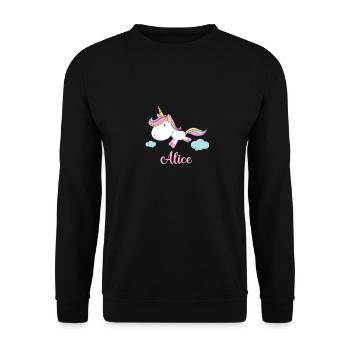 ALICE Pink Unicorn Novelty - Unisex Sweatshirt - black - Front - Alina (178cm) & Michal (187cm)