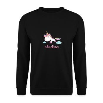 ANDREA Pink Unicorn Novelty - Unisex Sweatshirt - black - Front - Alina (178cm) & Michal (187cm)