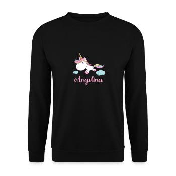 ANGELINA Pink Unicorn Novelty - Unisex Sweatshirt - black - Front - Alina (178cm) & Michal (187cm)