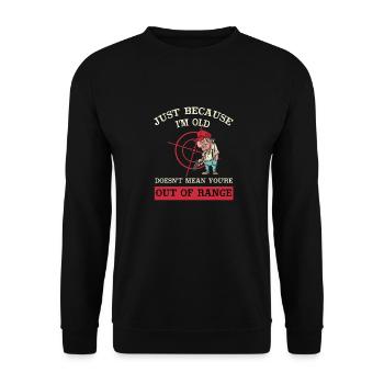 Lustiger Sportschützen Schützen Spruch - Unisex Pullover - Schwarz - Vorne - Alina (178cm) & Michal (187cm)