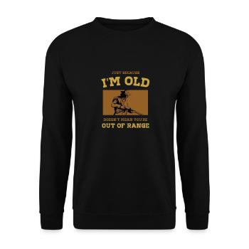 Lustiger Sportschützen Schützen Spruch - Unisex Pullover - Schwarz - Vorne - Alina (178cm) & Michal (187cm)