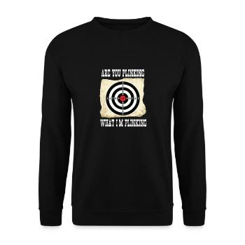 Lustiger Sportschützen Schützen Spruch - Unisex Pullover - Schwarz - Vorne - Alina (178cm) & Michal (187cm)