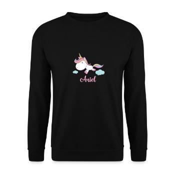 ARIEL Pink Unicorn Novelty - Unisex Sweatshirt - black - Front - Alina (178cm) & Michal (187cm)