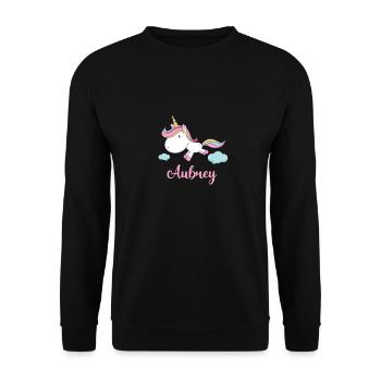 AUBREY Pink Unicorn Novelty - Unisex Sweatshirt - black - Front - Alina (178cm) & Michal (187cm)