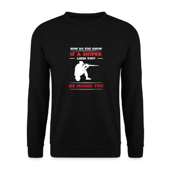 Lustiger Sportschützen Schützen Spruch - Unisex Pullover - Schwarz - Vorne - Alina (178cm) & Michal (187cm)