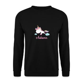 AUTUMN Pink Unicorn Novelty - Unisex Sweatshirt - black - Front - Alina (178cm) & Michal (187cm)