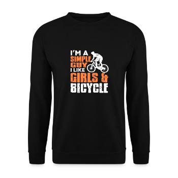 I'm a Simple Guy I Like Girls & Bicycle T-Shirt - Unisex Pullover - Schwarz - Vorne - Alina (178cm) & Michal (187cm)