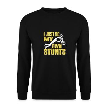 I Just Do My Own Stunts Cycling T-Shirt Present - Unisex Pullover - Schwarz - Vorne - Alina (178cm) & Michal (187cm)