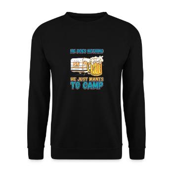 Der Tut Nix Der Will Nur Campen - Zelten Natur - Unisex Pullover - Schwarz - Vorne - Alina (178cm) & Michal (187cm)