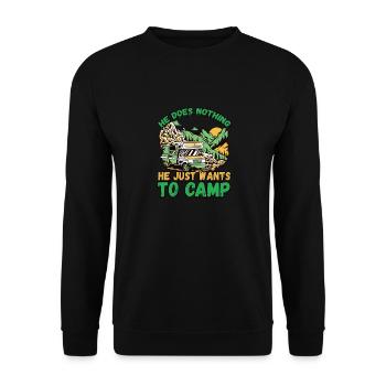 Der Tut Nix Der Will Nur Campen - Zelten Natur - Unisex Pullover - Schwarz - Vorne - Alina (178cm) & Michal (187cm)