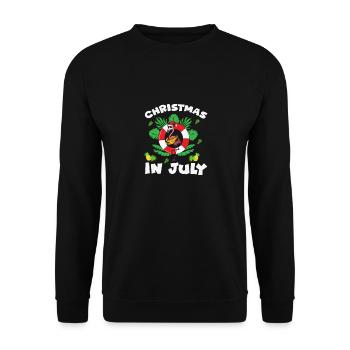 Flamant rose avec chapeau de Noël, Drôle de Noël dans - Sweat-shirt Unisexe - noir - Devant - Alina (178cm) & Michal (187cm)