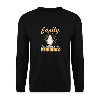 Pinguin-Ablenkungen - Unisex Pullover - Schwarz - Vorne - Alina (178cm) & Michal (187cm)