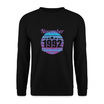 Born November 1992 30 years 30s 30th birthday - Unisex Sweatshirt - black - Front - Alina (178cm) & Michal (187cm)
