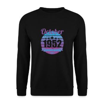 Born October 1952 70 years 70s 70th birthday - Unisex Sweatshirt - black - Front - Alina (178cm) & Michal (187cm)