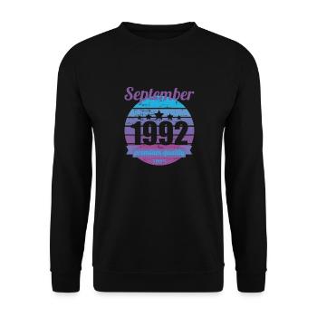Born September 1992 30 years 30s 30th birthday - Unisex Sweatshirt - black - Front - Alina (178cm) & Michal (187cm)