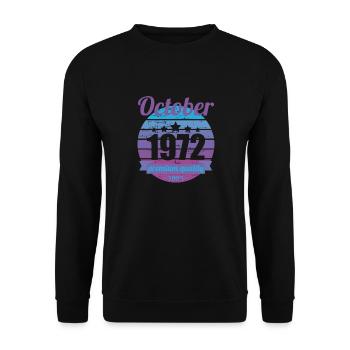 Né en octobre 1972 50 ans 50s 50e anniversaire - Sweat-shirt Unisexe - noir - Devant - Alina (178cm) & Michal (187cm)