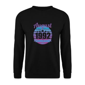 Born August 1992 30 years 30s 30th birthday - Unisex Sweatshirt - black - Front - Alina (178cm) & Michal (187cm)