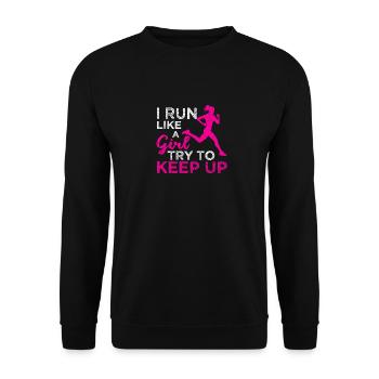 Funny Running Athletics I run like a girl - Unisex Sweatshirt - black - Front - Alina (178cm) & Michal (187cm)