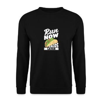 Lustige mexikanische Running Taco Jogging Run Now - Unisex Pullover - Schwarz - Vorne - Alina (178cm) & Michal (187cm)
