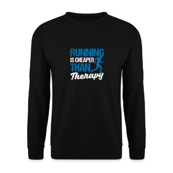 Lustige Jogging-Liebhaber Läufer Laufen ist billig - Unisex Pullover - Schwarz - Vorne - Alina (178cm) & Michal (187cm)