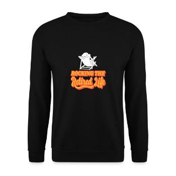 Rocking The Retired Life Funny Retirement Tee - Unisex Sweatshirt - black - Front - Alina (178cm) & Michal (187cm)