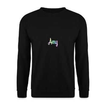 AMY Rainbow Minimalist Cursive - Unisex Sweatshirt - black - Front - Alina (178cm) & Michal (187cm)