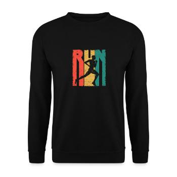 Laufen Retro Vintage Laufen Lustig Jogging Läufer - Unisex Pullover - Schwarz - Vorne - Alina (178cm) & Michal (187cm)