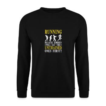 Laufen, weil Zombies die Untrainierten zuerst - Unisex Pullover - Schwarz - Vorne - Alina (178cm) & Michal (187cm)