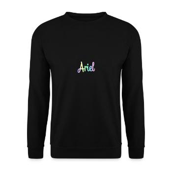 ARIEL Rainbow Minimalist Cursive - Unisex Pullover - Schwarz - Vorne - Alina (178cm) & Michal (187cm)