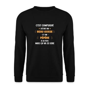 Compliqué beau gosse et pépère - Sweat-shirt Unisexe - noir - Devant - Alina (178cm) & Michal (187cm)