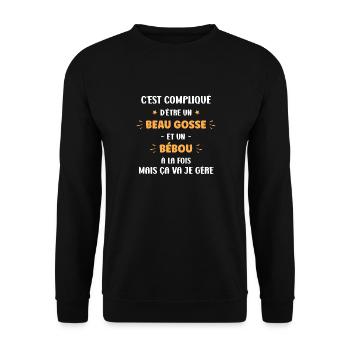 Compliqué beau gosse et bébou - Sweat-shirt Unisexe - noir - Devant - Alina (178cm) & Michal (187cm)
