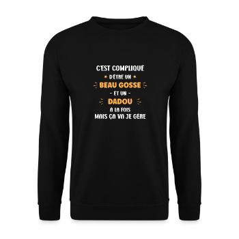 Compliqué beau gosse et dadou - Sweat-shirt Unisexe - noir - Devant - Alina (178cm) & Michal (187cm)