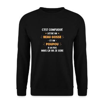 Compliqué beau gosse et poupou - Sweat-shirt Unisexe - noir - Devant - Alina (178cm) & Michal (187cm)