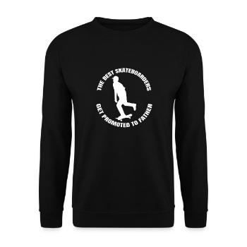 Skateboard Dad Vater Sakten Papa Longboard Skater - Unisex Pullover - Schwarz - Vorne - Alina (178cm) & Michal (187cm)