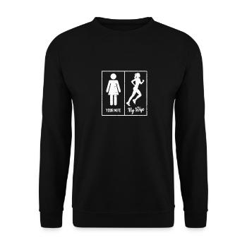 Ma femme Drôle d’amoureux de la course à pied - Sweat-shirt Unisexe - noir - Devant - Alina (178cm) & Michal (187cm)