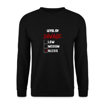 Level of Savage: ALEXIS Checkmark Novelty Custom N - Unisex Sweatshirt - black - Front - Alina (178cm) & Michal (187cm)