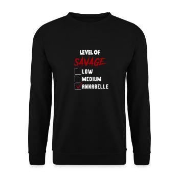Level of Savage: ANNABELLE Checkmark Novelty Custo - Unisex Pullover - Schwarz - Vorne - Alina (178cm) & Michal (187cm)