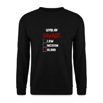 Level of Savage: ALANA Checkmark Novelty Custom Na - Unisex Sweatshirt - black - Front - Alina (178cm) & Michal (187cm)