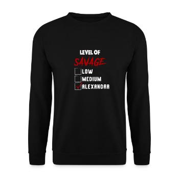 Level of Savage: ALEXANDRA Checkmark Novelty Custo - Unisex Pullover - Schwarz - Vorne - Alina (178cm) & Michal (187cm)