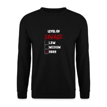 Level of Savage: ANNA Checkmark Novelty Custom Nam - Unisex Sweatshirt - black - Front - Alina (178cm) & Michal (187cm)