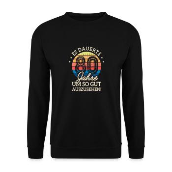 Es Dauerte 80 Jahre Gut Auszusehen 80. Geburtstag - Unisex Pullover - Schwarz - Vorne - Alina (178cm) & Michal (187cm)