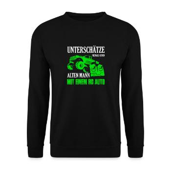Unterschätze niemals einen Mann mit einem RC Auto - Unisex Pullover - Schwarz - Vorne - Alina (178cm) & Michal (187cm)