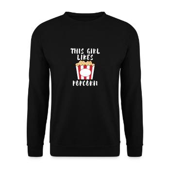 Popcorn lustiges Sprichwort Essen Mais Popcorn - Unisex Pullover - Schwarz - Vorne - Alina (178cm) & Michal (187cm)