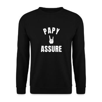 papy assure humour grand père petit fils naissance - Sweat-shirt Unisexe - noir - Devant - Alina (178cm) & Michal (187cm)