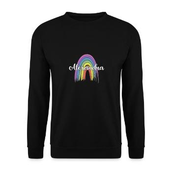 ALEXANDRA Rainbow Cursive - Unisex Pullover - Schwarz - Vorne - Alina (178cm) & Michal (187cm)